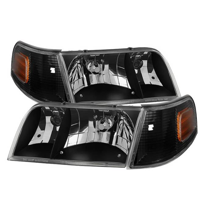 ( Akkon ) Crown Victoria 98-11 Crystal HeadLights With Corner Lights set - Black