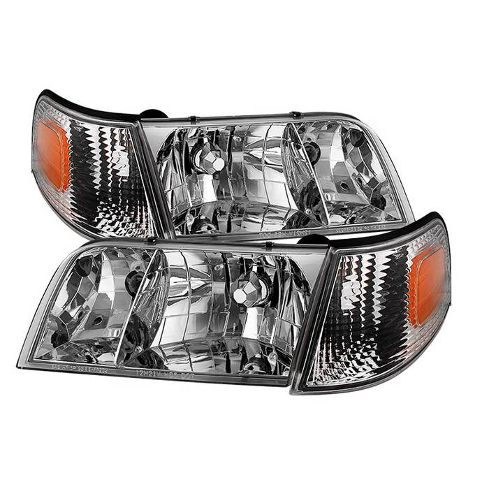( Akkon ) Crown Victoria 98-11 Crystal HeadLights With Corner Lights set - Chrome