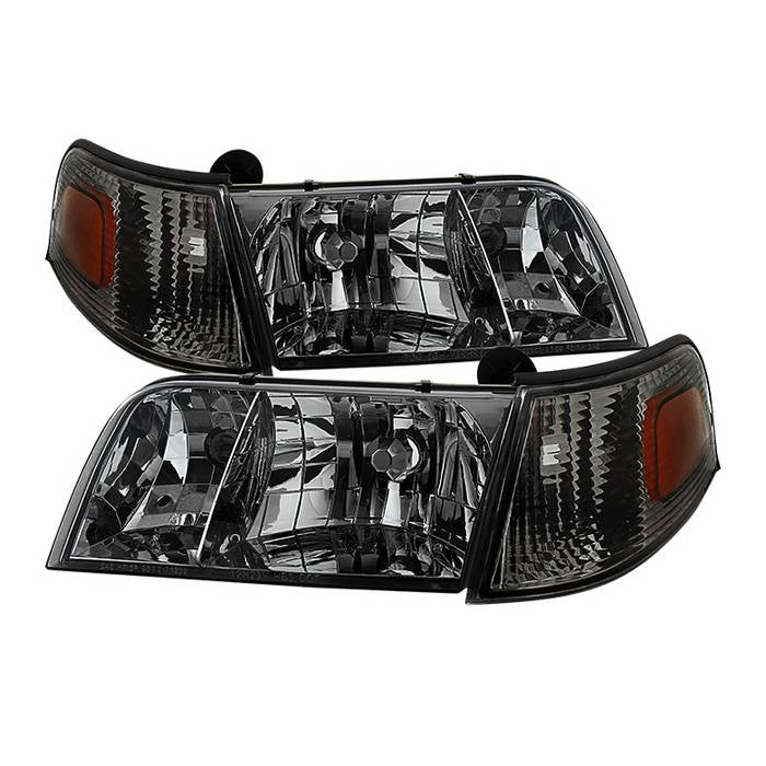 ( Akkon ) Ford Crown Victoria 98-11 Crystal HeadLights With Corner Lights set - Smoked