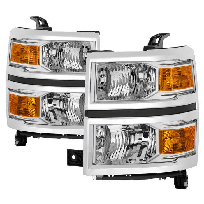 ( POE ) Chevy Silverado 1500 2014-2015 (Fit 2014 new body style models only; Does not fit HD models) OEM Style Headlights - Chrome