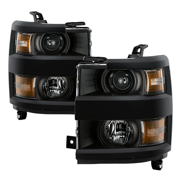 ( POE ) Chevy Silverado 2500 3500 HD 2015-2019 Halogen Models OEM Style Headlights - Low Beam-H11(Not Included) ; High Beam-9005(Not Included) ; Signal-7443(Not Included) - Black