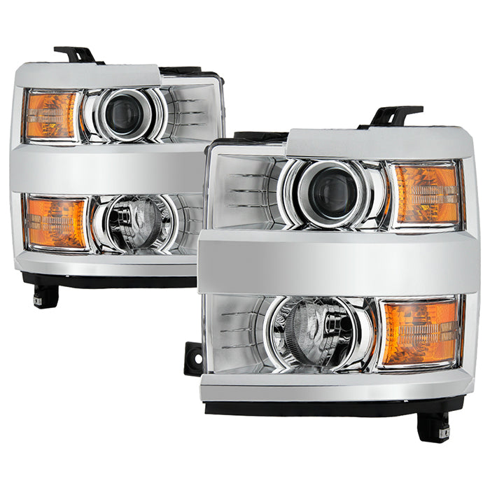 ( POE ) Chevy Silverado 2500 3500 HD 2015-2019 Halogen Models with Chrome Bezel - OEM Style Headlights - Low Beam-H11(not Included) ; High Beam-HB3(Not Included) ; Signal-7443(Not Included) -Chrome