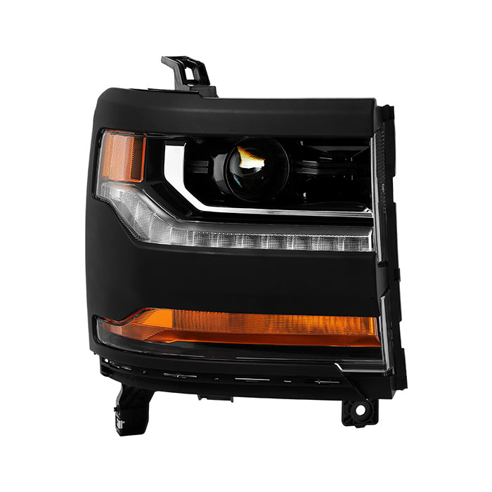 ( POE ) Chevy Silverado 1500 16-18 Xenon HID Models Only ( Do Not Fit 2500HD 3500HD and Factory LED Headlight Models ) OEM Style Passenger Side Headlight - Low Beam-D5S(Not Included) ; High Beam-D5S(Not Included) ; Signal-7443(Not included) - Black Right