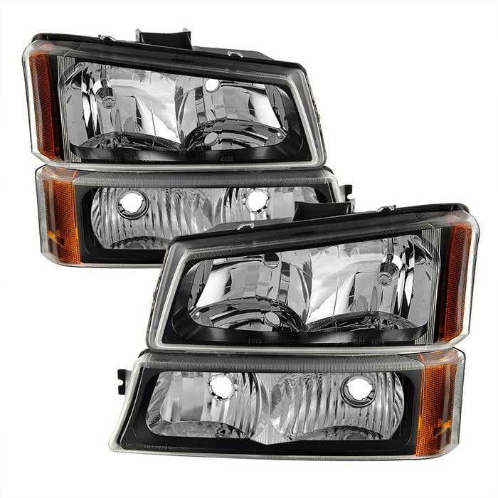 ( xTune ) Chevy Silverado 1500/2500/3500 03-06 / Chevy Silverado 1500HD 03-07 / Chevy Silverado 2500HD 03-06 Crystal Headlights W/ Bumper Lights - Black