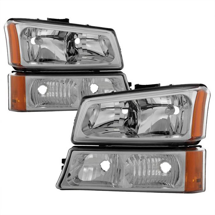 ( OE ) Chevy Silverado 1500/2500/3500 03-06 / Chevy Silverado 1500HD 03-07 / Chevy Silverado 2500HD 03-06 Crystal Headlights W/ Bumper Lights - Chrome