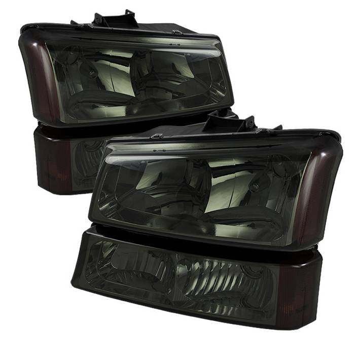 ( xTune ) Chevy Silverado 1500/2500/3500 03-06 / Chevy Silverado 1500HD 03-07 / Chevy Silverado 2500HD 03-06 Crystal Headlights W/ Amber Bumper Lights - Smoke