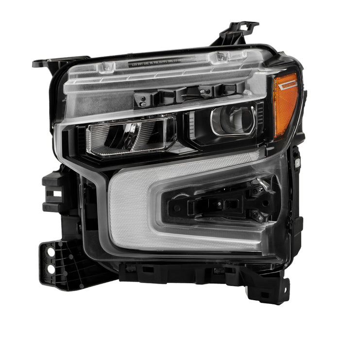 ( POE ) Chevy Silverado 22-24 1500 (ZR2 White LED DRL) LED reflector (high intensity) with LED signature curtain DRL and White tracer animation Black Bezel Headlight - OE Black Left
