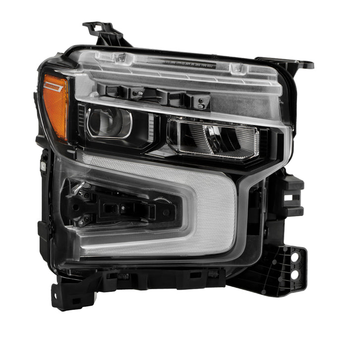 ( POE ) Chevy Silverado 22-24 1500 (ZR2 White LED DRL) LED reflector (high intensity) with LED signature curtain DRL and White tracer animation Black Bezel Headlight - OE Black Right