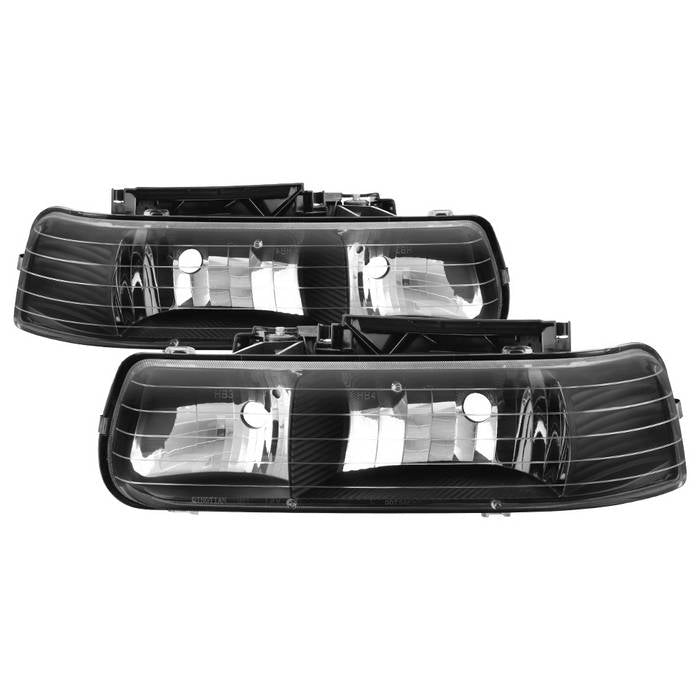 ( xTune ) Chevy Silverado 1500/2500 99-02 / Chevy Silverado 3500 01-02 / Chevy Suburban 1500/2500 00-06 / Chevy Tahoe 00-06 Amber Crystal Headlights - Black