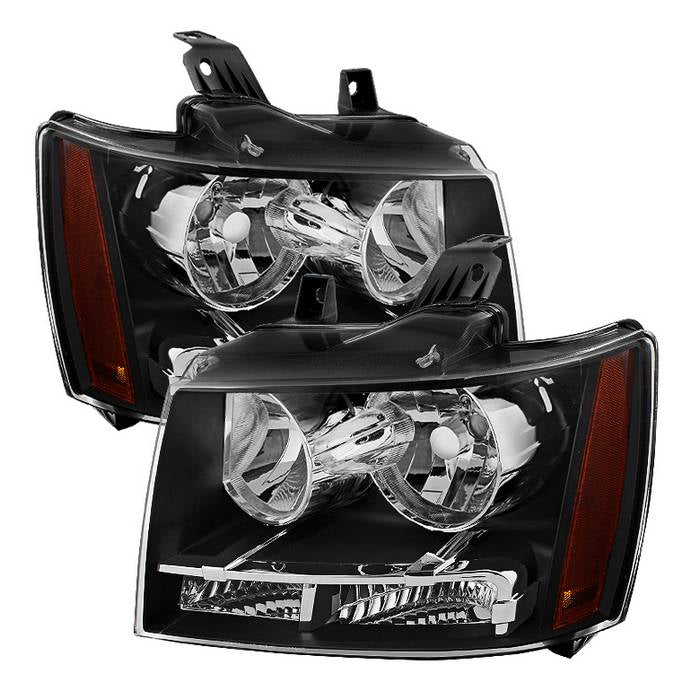 ( OE ) Chevy Suburban 1500/2500 07-14 / Chevy Tahoe 07-14 / Avalanche 07-14 Crystal Headlights - Black
