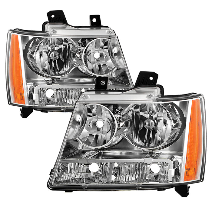 ( OE ) Chevy Suburban 1500/2500 07-14 / Chevy Tahoe 07-14 / Avalanche 07-14 Crystal Headlights - Low Beam-H11(Not Included) ; High Beam-HB3(Not Included) ; Signal-3457NA(Not Included) - Chrome