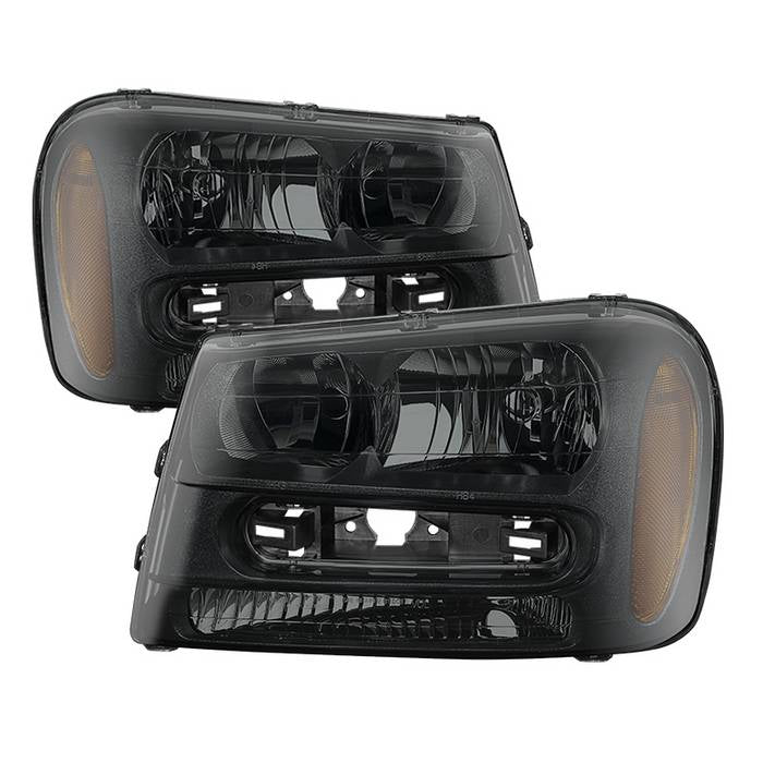 ( xTune ) Chevy Trailblazer 02-09 OEM Style Headlights - Black Smoke