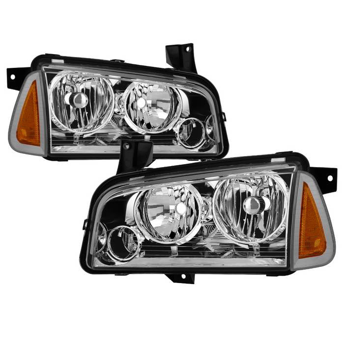 ( xTune ) Dodge Charger 05-10 Halogen Only (Does Not Fit HID Model) OEM Style Headlights with Corner 4pcs - Chrome