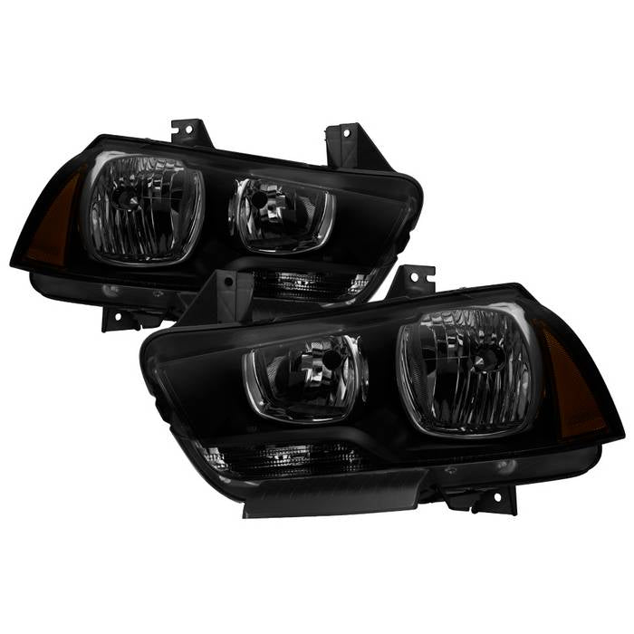 ( xTune ) Dodge Charger 2011-2014 Halogen Only (Does Not Fit HID Model) Headlights - Black Smoked