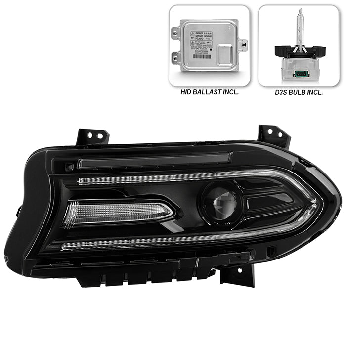 ( POE ) Dodge Charger 2015-23 (No Side logo) w/LED DRL Xenon HID ASSEMBLY Headlight - Low/High Beam-D3S(Included) (Ballast Included Panasonic Type Ballast) ; Signal-LED - OE Left