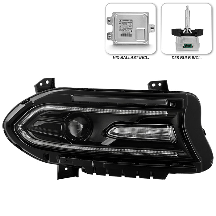 ( POE ) Dodge Charger 2015-23 (No Side logo) w/LED DRL Xenon HID ASSEMBLY Headlight - Low/High Beam-D3S(Included) (Ballast Included Panasonic Type Ballast) ; Signal-LED - OE Right