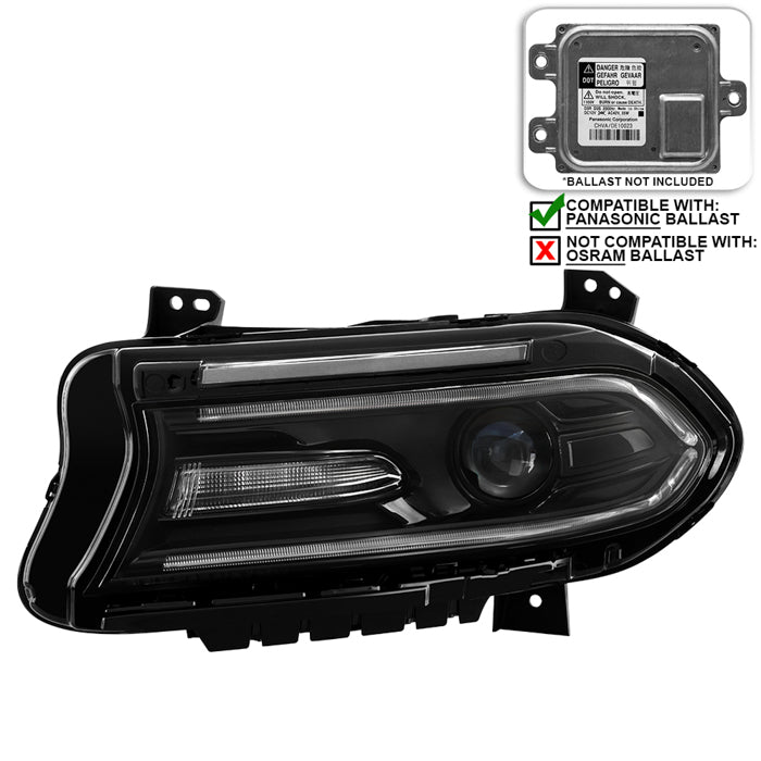 ( POE ) Dodge Charger 2015-18 (No Side logo) w/LED DRL Xenon HID Headlight - Low Beam-D3S(Not Included) ; High Beam-D3S(Not Included) (Only Fit Panasonic Ballast) ; Signal-LED - OE Left