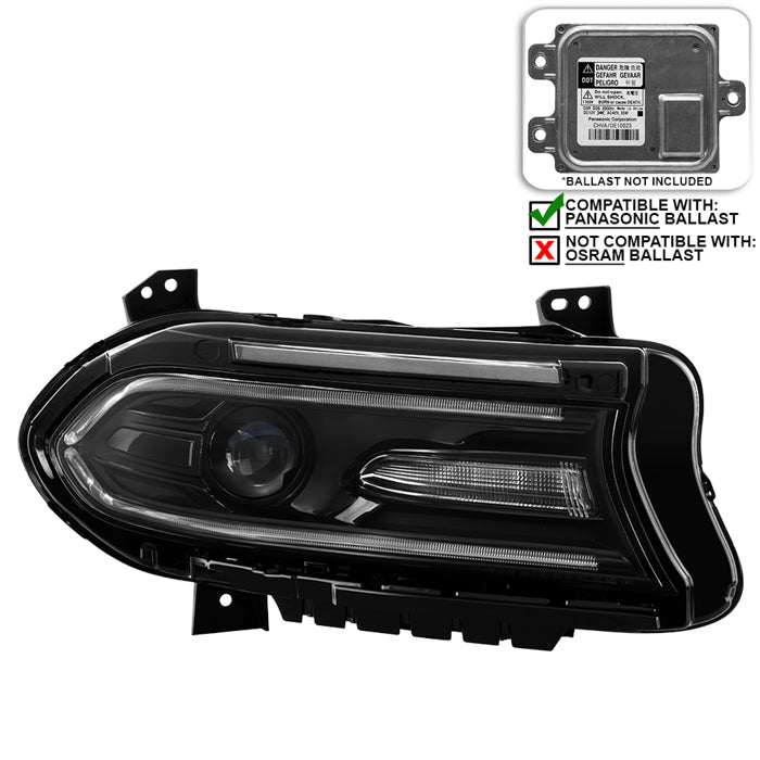 ( POE ) Dodge Charger 2015-18 (No Side logo) w/LED DRL Xenon HID Headlight - Low Beam-D3S(Not Included) ; High Beam-D3S(Not Included) (Only Fit Panasonic Ballast) ; Signal-LED - OE Right