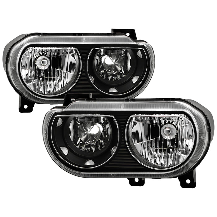 ( Akkon ) Dodge Challenger 08-13 Halogen Only (does not fit HID model) Headlights Black