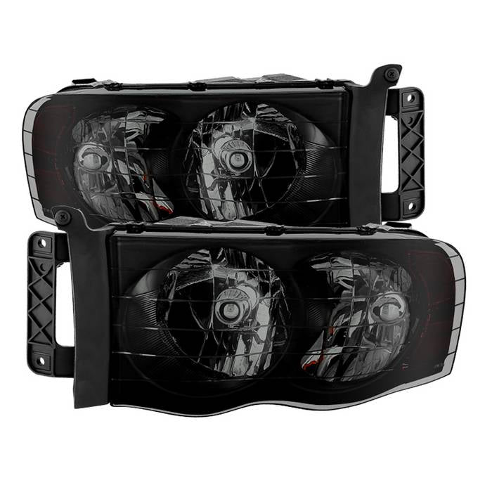 ( xTune ) Dodge Ram 1500 02-05 / Dodge Ram 2500/3500 03-05 Amber Crystal Headlights - Black Smoked