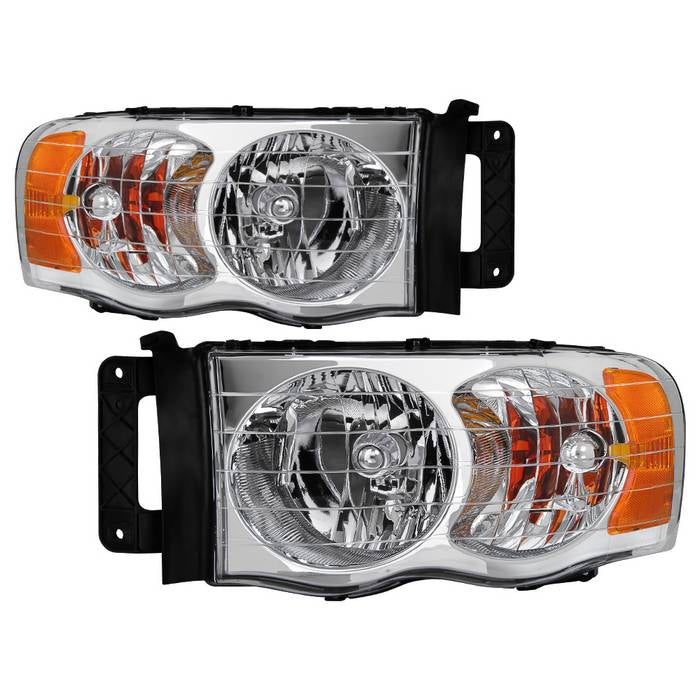 ( OE ) Dodge Ram 1500 02-05 / Dodge Ram 2500/3500 03-05 Amber Crystal Headlights - Chrome