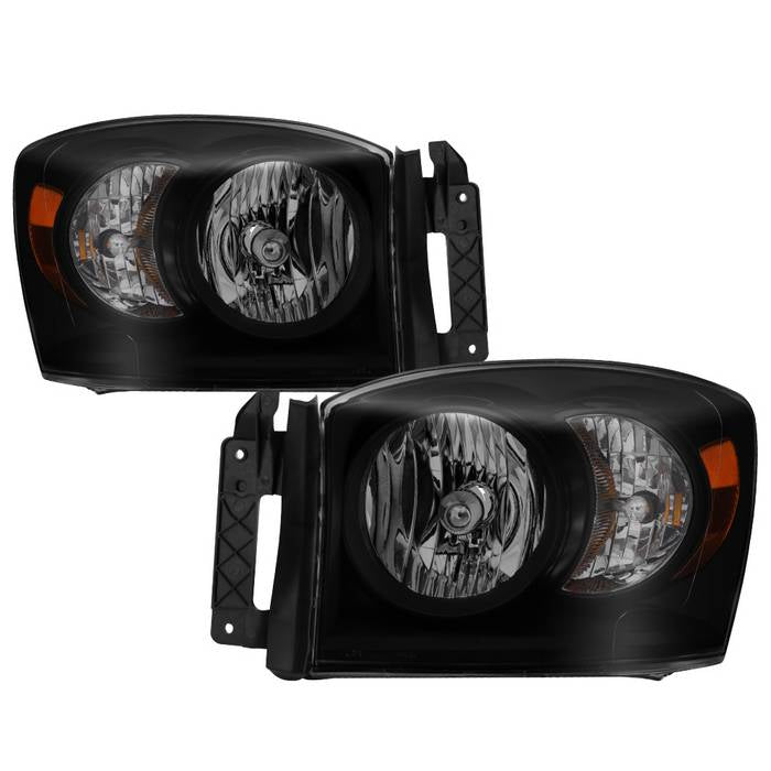 ( xTune ) Dodge Ram 1500 06-08 / Ram 2500/3500 06-09 Amber Crystal Headlights - Black Smoked