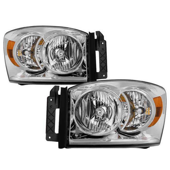 ( OE ) Dodge Ram 1500 06-08 / Ram 2500/3500 06-09 Amber Crystal Headlights - Chrome