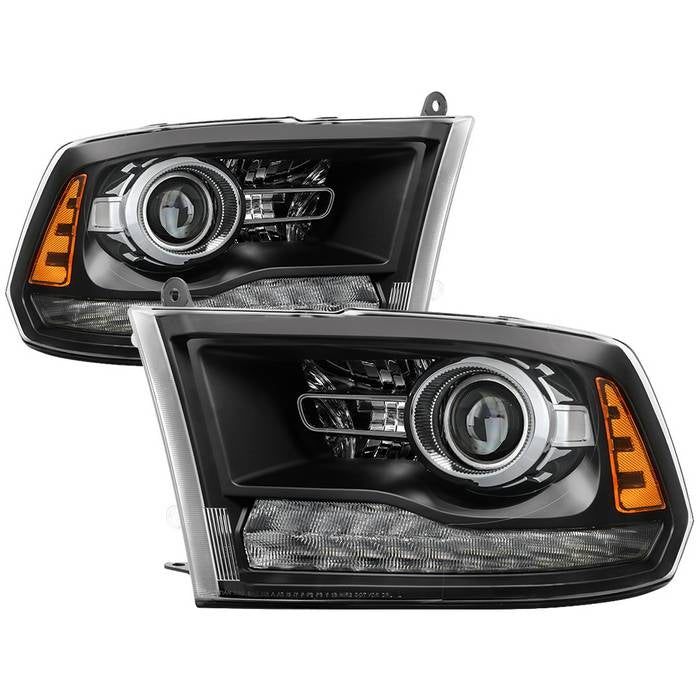 ( Akkon ) Dodge Ram 1500 2009-2018 ( Don‘t Fit 13-18 Factory Projector Models  ) Projector Headlights - Black - Low Beam - H9(Included) ; High Beam - HB3(Included) ; Signal - LED