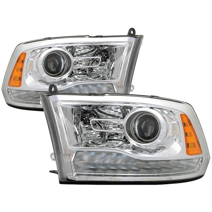 ( Akkon ) Dodge Ram 1500 2009-2018 ( Don‘t Fit 13-18 Factory Projector Models  ) Projector Headlights - Chrome - Low Beam - H9(Included) ; High Beam - HB3(Included) ; Signal - LED