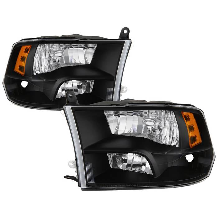 ( POE ) Dodge Ram 1500 09-18 / Ram 2500 3500 10-19 Halogen Models ( Don‘t Fit factory projector LED style)  OEM Style Headlights - Low Beam-H11(Included) ; High Beam-9005(Included) ; Signal-3157NA(Not Included) - Black