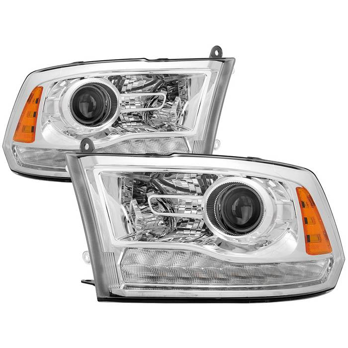 ( POE ) Dodge Ram 1500 2013-2018/ Ram 2500/3500 2013-2019 Halogen Models ( Only Fit Models with factory projector LED style)  OEM Style Headlights - Low beam-H7(Included) ; High Beam-9005(Included) ; Signal-LED(Included) - Chrome
