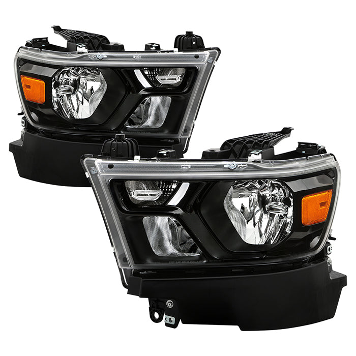 ( POE ) Dodge Ram 1500 19-21 (Fit Trademan / Big Horn) OE Night Edition Halogen Crystal Headlights - Black