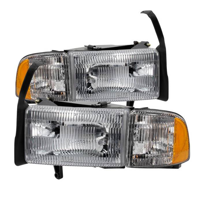 ( Akkon ) Dodge Ram 1500 94-01 (don‘t fit Sport Package )/ Ram 2500 3500 94-02  OEM Style headlights With Corner - Chrome