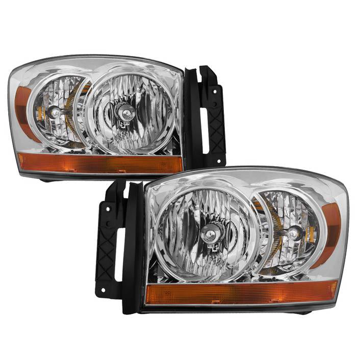 ( OE ) Dodge Ram 1500 06-08 / Ram 2500/3500 06-09 with Chrome Bezel & Amber Bar Headlights - Chrome
