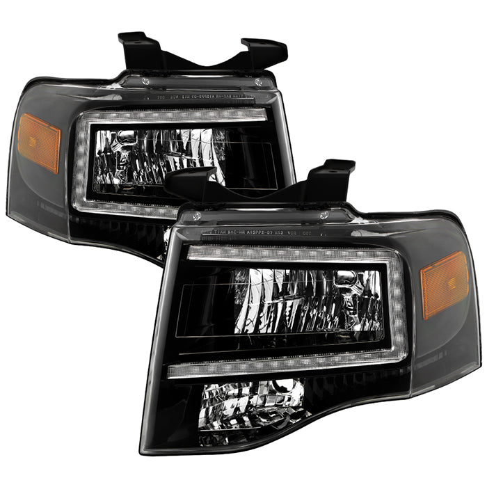 ( xTune ) Ford Expedition 2007-2014 Headlights with Light Bar  -Black