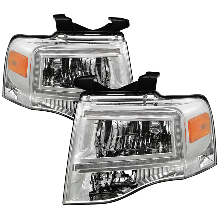 ( xTune ) Ford Expedition 2007-2014 Headlights with Light Bar  -Chrome
