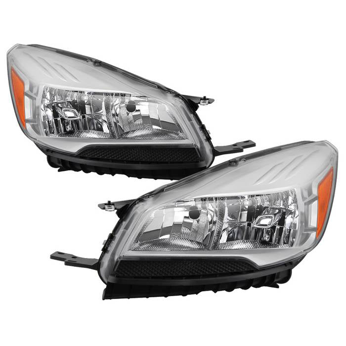 ( POE ) Ford Escape 13-16 Halogen OE Headlight - SET Chrome - Low Beam - H11(Included) ; Hi Beam - 9005(Included)