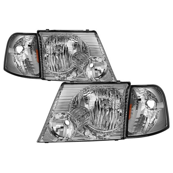 ( OE ) Ford Explorer 02-05 4dr ( Won‘t fit Explorer Sport and Sport Trac Models ) OEM Style Headlights With Corner 4pcs sets - Chrome