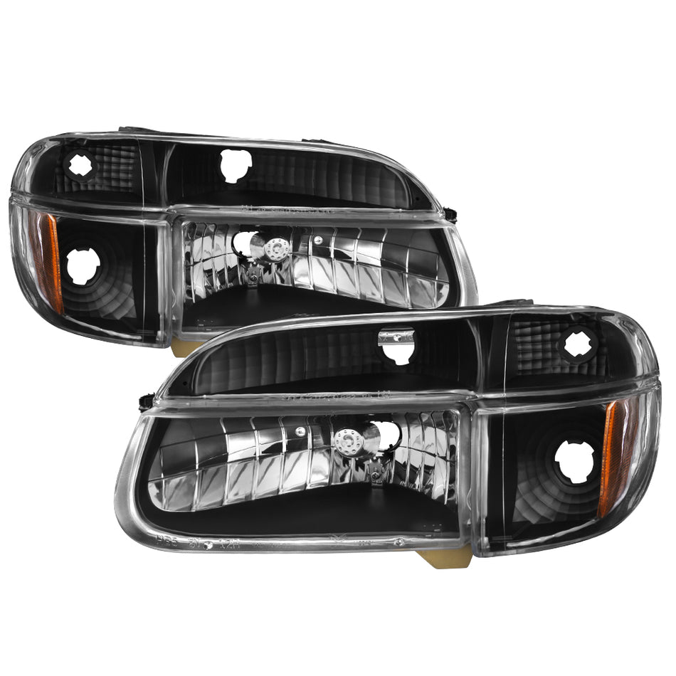 ( Akkon ) Ford Explorer 95-01 / Mercury Mountaineer 1997 Crystal Headlights with Corner Signal 4pcs -Black