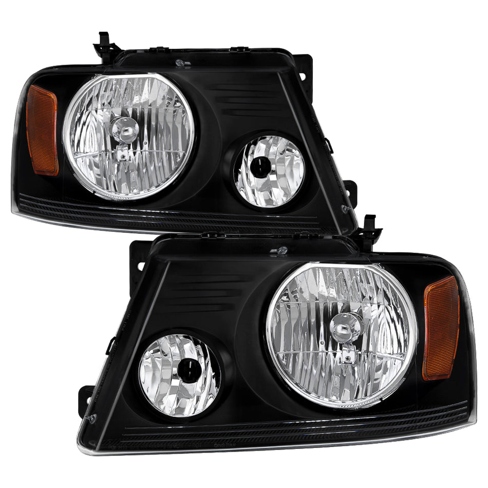 ( POE ) Ford F150 04-08 Amber Crystal Headlights - Black