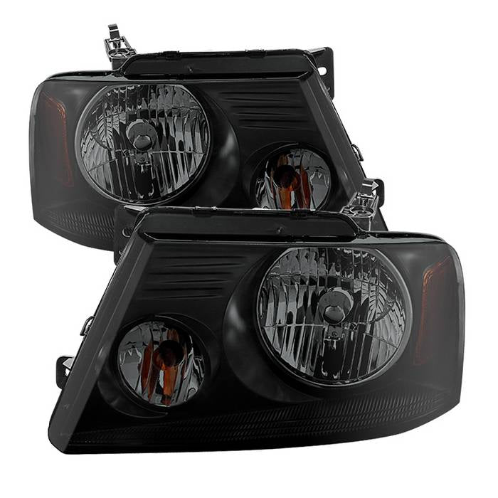 ( POE ) Ford F150 04-08 Amber Crystal Headlights - Black Smoked