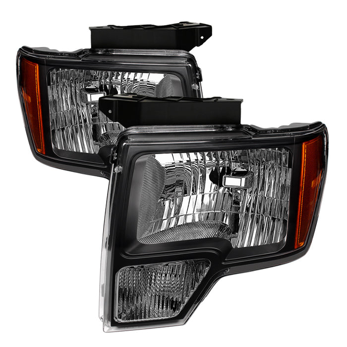 ( POE ) Ford F150 09-14 Amber Crystal Headlights - Black