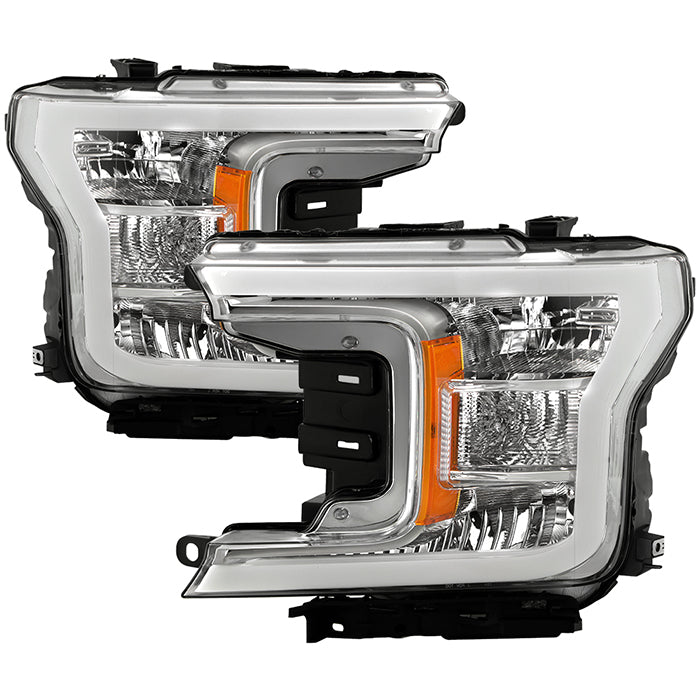 ( xTune ) Ford F150 18-20 (XL XLT Lariat Model) w/LED DRL Halogen Headlight - Low Beam-H11(Included) ; High Beam-HB3(Included) ; Signal-7444NA(Included) - Chrome