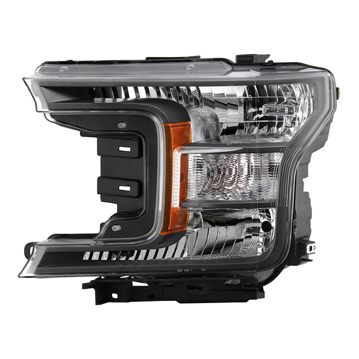 ( POE ) Ford F150 18-20 (XL XLT Lariat Model) Halogen Headlight Light - Low Beam-H11(Included) ; HB3(Included) ; Signal-7444NA(Included) - OE Black Left