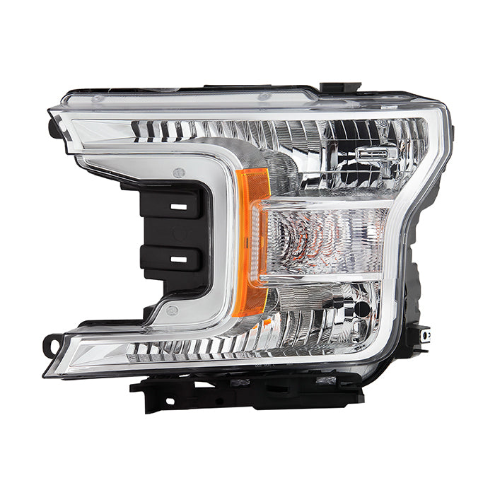 ( POE ) Ford F150 18-20 (XL XLT Lariat Model) Halogen Headlight Light - Low Beam-H11(Included) ; High Beam-HB3(Included) ; Signal-7444NA(Included) - OE Chrome Left