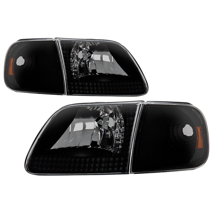 ( xTune ) Ford F150 97-03 / Expedition 97-02 Crystal Headlights w/Corner - Black Smoked