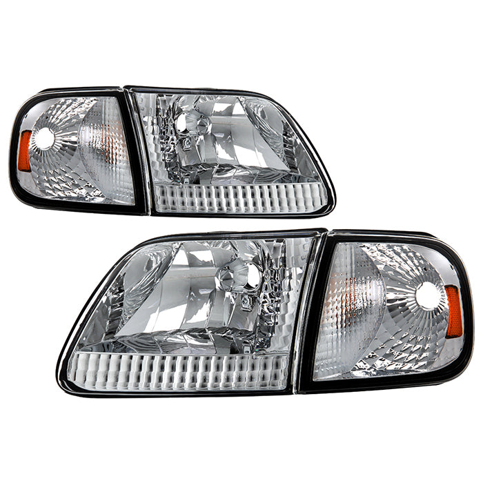( OE ) Ford F150 97-03 / Expedition 97-02 Crystal Headlights w/Corner - Chrome