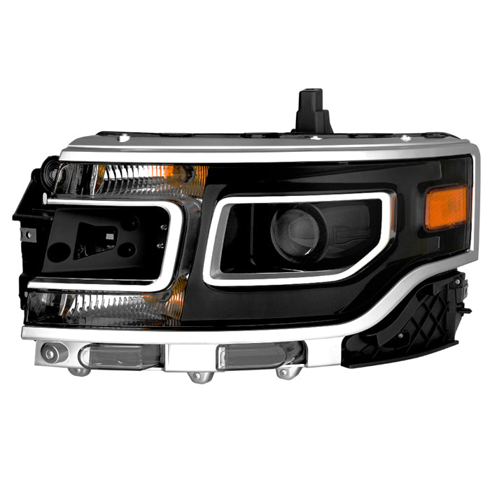 ( POE ) Ford Flex 13-19 Xenon HID D3S w/LED DRL Black Housing w/Chrome Trim Projector Headlight - OE Left
