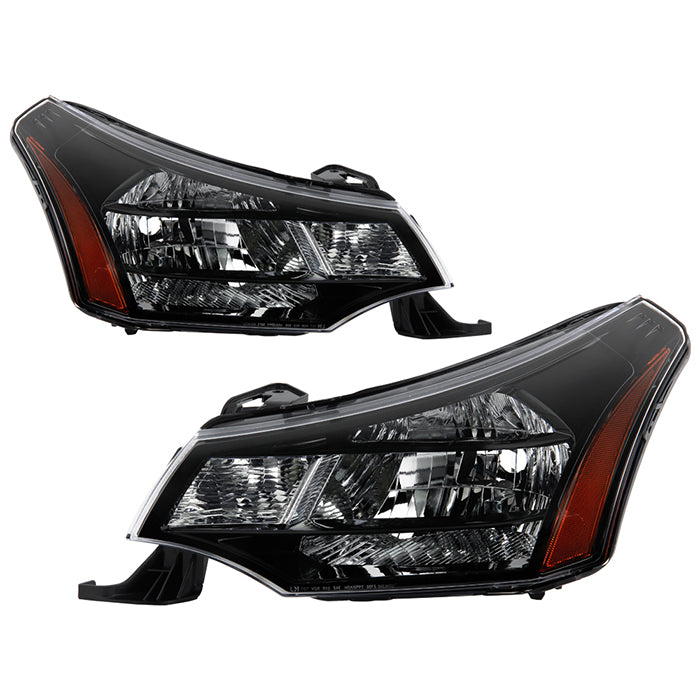 ( POE ) Ford Focus 08-11 2/4Dr Crystal Headlights - Low Beam-H13(Not Included) ; High Beam-H13(Not Included) ; Signal-3757A(Included) - OE Black SET