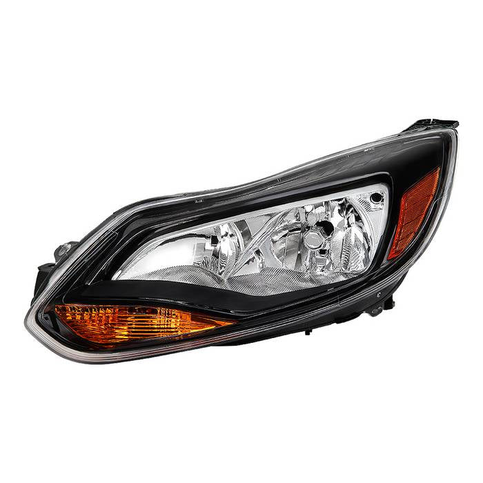 ( POE ) Ford Focus 12-14 Halogen OE Headlights - Low Beam-H7(Not Included) ; High Beam-H1(Not Included) ; Signal-P21W(Included) - Black Left